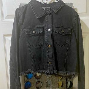 Black Cropped Denim Jacket Forever 21 size 1X